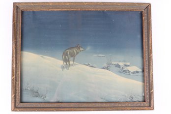 Framed Alfred Von Wierusz-Kowalski 'The Lone Wolf' Print