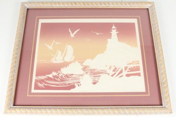 Framed Embossed Serigraph Lighthouse By Roy Williams Limited Edition Numbered And Signed