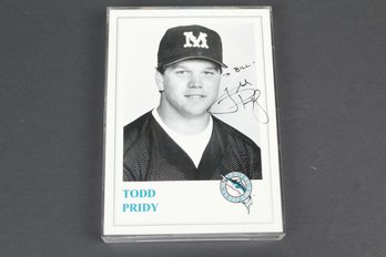 Florida Marlins Baseball Player Todd Pridy Signed Photo