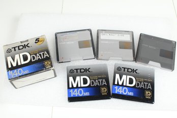Lot Of 5 TDK MD-D140 Rewritable MD Data Mini Disks In Box