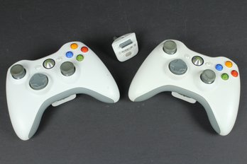 Lot Of Two Xbox 360 Wireless Controllers White