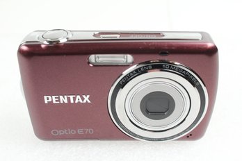 Pentax Optio E70 Digital Camera Burgundy - Works!