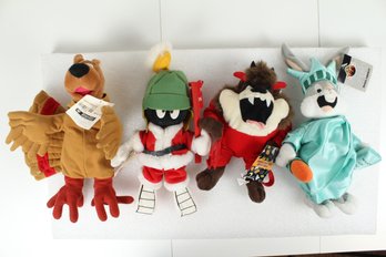 Four Warner Bros. Studio Store Bean Bag Plush Cartoon Characters In Costumes