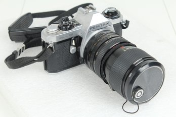 Pentax ME Super 35mm Manual Film Camera With Macro Lens And Skylight Filter - Seems To Work