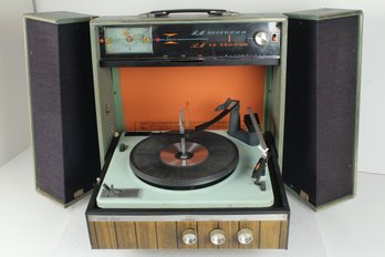 Vintage Mid Century Silvertone Suitcase Record Player Radio Turntable - No Shipping