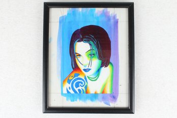 Framed Painting 'Tattooed Girl' By K. Howell