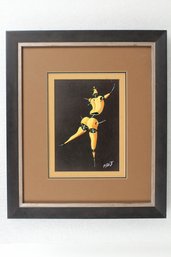 Dancing Robot Or Dancing Mannequin Painting Signed By Artist Framed