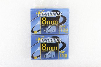 2 Memorex 8mm MP120 Video Cassettes - New In Package