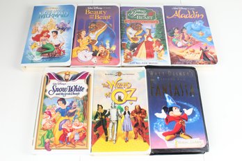 Lot Of 7 Disney VHS Movies.  Includes Little Mermaid Banned Cover