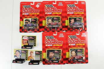 5 Die Cast Stock Cars New In Original Packaging Plus 3 Extra Cards And Stands