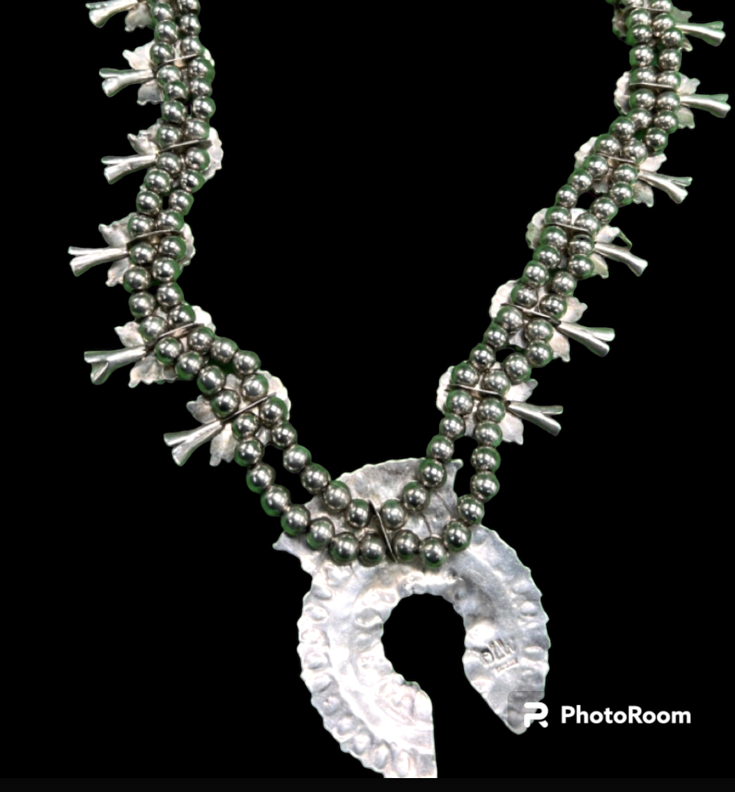 Danny L. Wauneka Navajo Sterling Silver Turquoise Squash Blossom