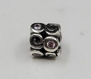 Pandora Sterling Silver Ale Pink Silver Swirl Pendant Cubic Zirconia 790263PCZ
