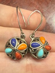 Collins Fine Jewelry Sterling Silver Multi Stone Drop Earrings