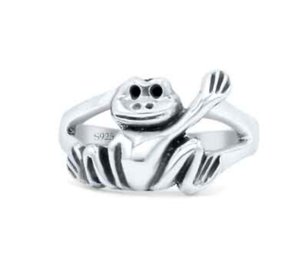 Sterling Silver 925 Waving Frog Ring