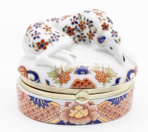 China Imari Japanese Trinket Pot With Greyhound By Sadek