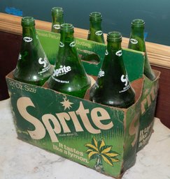 VINTAGE SPRITE 6 PACK Glass 32 OZ. BOTTLE CARRIER