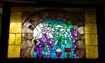 Vintage Hand Painted Glass Window - Decor -