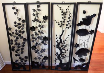 'The Four Seasons' Japanese Floral Metal Wall Decor - 4 Total - Large