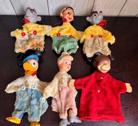 Vintage Rubber Face Hand Puppets  Disney Donald Duck, Pinocchio & Character Puppet Lot