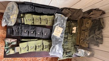 Mixed Military Surplus Web Gear Lot  Cartridge Belts, Pouches, Packs - 13 Pieces Total - Mixed Lot