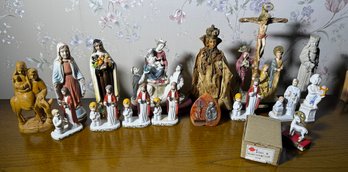 Large Vintage Catholic Religious Figurine Collection – Madonna & Child, Crucifixion, First Communion, Saints +