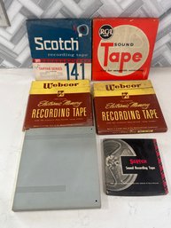 Vintage Reel-to-Reel Recording Tape Lot  Scotch 141, RCA Sound Tape & Webcor Electronic Memory Boxes