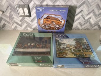 Factory Sealed Jigsaw Puzzle Collection  750, 1000 & 1500 Pieces  Noahs Ark, Last Supper, Mississippi Memor