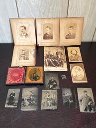 19th Century Antique Photograph Lot  Tintypes, Cabinet Cards & Portrait Case Photos