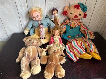 Vintage Doll & Teddy Bear Collection  Ideal Toy Corp Jointed Bear, Clown & Plastic Character Dolls