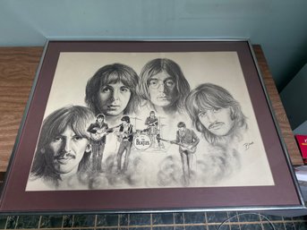 Framed Beatles Portrait Print -  John Lennon, Paul McCartney, George Harrison & Ringo Starr, 28' X