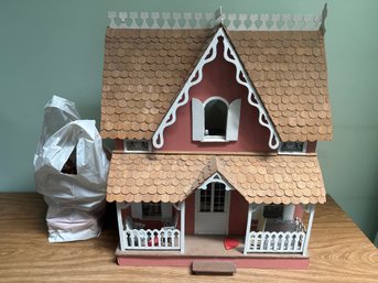 Large Vintage Wooden Dollhouse With Furniture & Accessories  Handcrafted Miniature Home