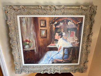Charles Apt 'Woman And Interior' Original Oil Painting On Canvas In Ornate Frame ($4,800)