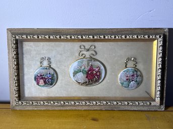 Sungott Art Studios Hand-Enameled Porcelain Plaque – Framed 24K Gold Rim Medallion Wall Art