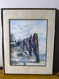 Original Watercolor 'Storm Barrier (Coast Guard Beach)' By J.W. MacDonald – Framed Cape Cod Seascape