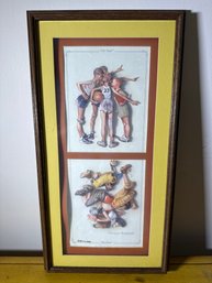 Selma 2000 'Oh Yeah!' & 'First Down' Norman Rockwell 3-D Sports Prints – Framed