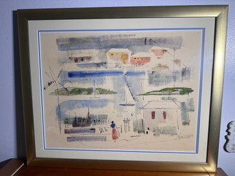Alfred Birdsey Original Signed Watercolor Painting – Framed Modernist Landscape, 30' X 24' -  RARE