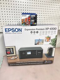 New In Box Epson Expression Premium XP-6100 Wireless All-in-One Photo Printer With Epson 302XL Ink