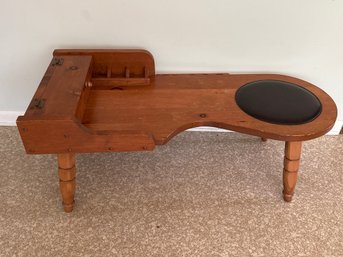 Vintage Cobbler's / Shoemaker's Bench Coffee Table With Leather Seat & Tool Storage