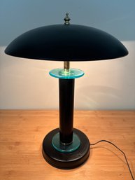 Postmodern Black & Aqua Glass Touch Table Lamp – 3-Level Dimming – Tested Working