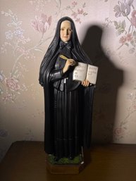 Statue Of Saint Francesca Saverio Cabrini  In Plaster Decorated By Hand, Italian Artisan Production