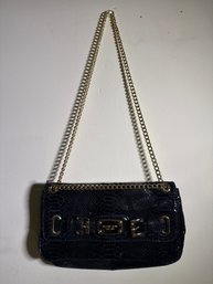 Michael Kors Embossed Leather Chain Shoulder Bag – Gold-Tone Buckle Hardware