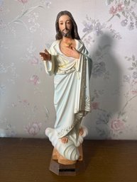 Vintage Sacred Heart Of Jesus Statue – 'Sagrado Coração De Jesus' – 14.5' Tall