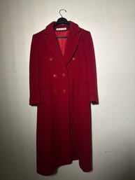 Vintage Larry Levine Red Double-Breasted Full-Length Coat – Size 6