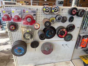 Variety Of Abrasive Grinding Discs, Wire Brushes, And Sanding Accessories. Ideal For Metalwork, Masonry, And F