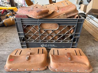 Lot Of Leather Tool Pouches And Holsters - Heavy-Duty Construction