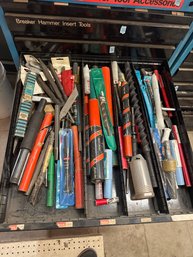Large Lot Of Heavy-Duty Drill Bits, Chisels, Hammer Accessories, And More - For Industrial Use