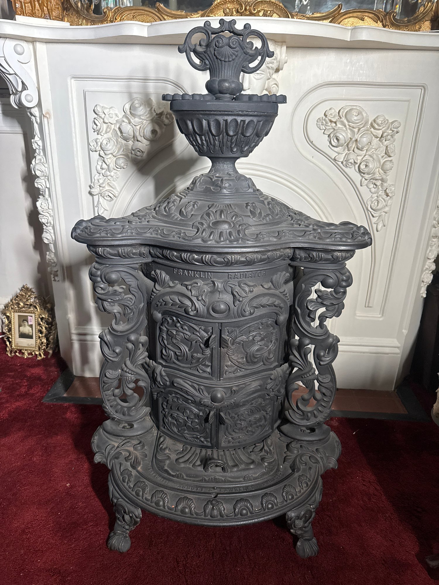 Victorian Cast Iron Parlor Stove Franklin Radiator Lawrence ...