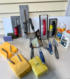 Bucket Of Concrete Working Tools & Supplies