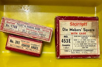 Set Of Antique Starrett Gages And Square