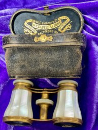 Antique G.T. Stadtler & Sons Mother Of Pearl Opera Glasses With Case